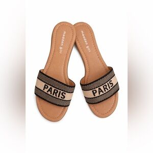 NWTMadden Girl Paris Tan and Black Sandals